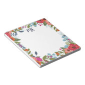 Boho Flowers Monogrammed Notitieblok (Schuin)