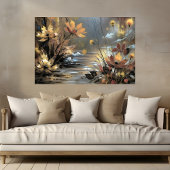 Boho Flowers Muurkunst in Bruin en Goud Poster