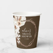 Boho Flowers Pampa Grass Botanical Bridal Shower Papieren Bekers (Achterkant)