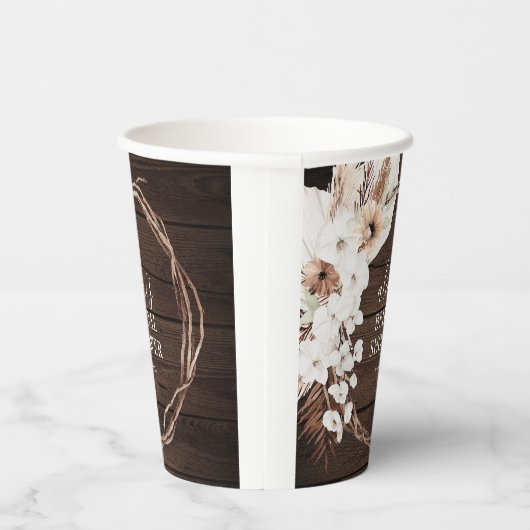 Boho Flowers Pampa Grass Botanisch Vrijgezellenfee Papieren Bekers (Rechts)