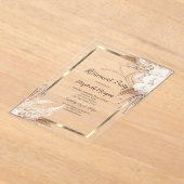 Boho Flowers Pampas Grass Gold Lijst Pensioen Acryl Uitnodigingen (Laagn)