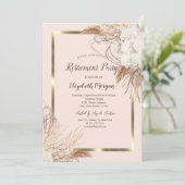 Boho Flowers Pampas Grass Gold Lijst Pensioen Kaart (Staand voorkant)