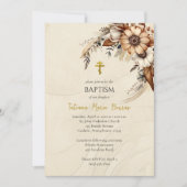 Boho Flowers Pampas Orthodox Christian Baptism  Kaart (Voorkant)