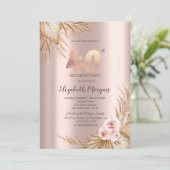 Boho Flowers Pampas Roos Gold 40e verjaardag Kaart (Staand voorkant)