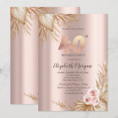 Boho Flowers Pampas Roos Gold 40e verjaardag Kaart (Voorkant / Achterkant)