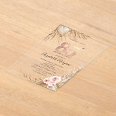 Boho Flowers Pampas Roos Gold 85e verjaardag Acryl Uitnodigingen (Laagn)