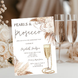 Boho Flowers Parels Prosecco Vrijgezellenfeest Kaart