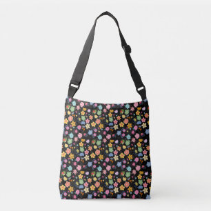 Boho Flowers Pattern B01.b Black BG Crossbody Tas