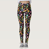 Boho Flowers Pattern B01.b Black BG Leggings (Voorkant)