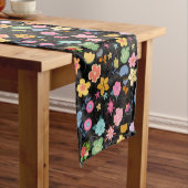 Boho Flowers Pattern B01.b Black BG Medium Tafelloper (Voorbeeld)