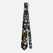 Boho Flowers Pattern B01.b Black BG Stropdas (Voorkant)
