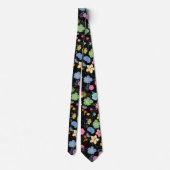 Boho Flowers Pattern B01.b Black BG Stropdas (Achterkant)