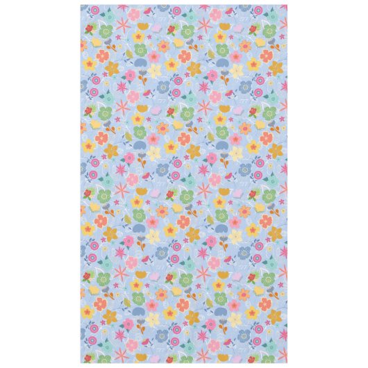 Boho Flowers Pattern B01.w Lblue BG Tafelkleed (Voorkant)