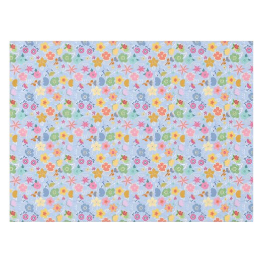 Boho Flowers Pattern B01.w Lblue BG Tafelkleed (Voorkant (Horizontaal))