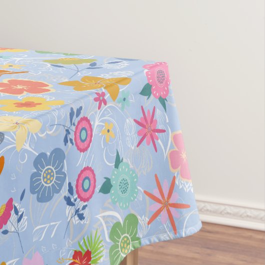 Boho Flowers Pattern B01.w Lblue BG Tafelkleed (Voorbeeld)