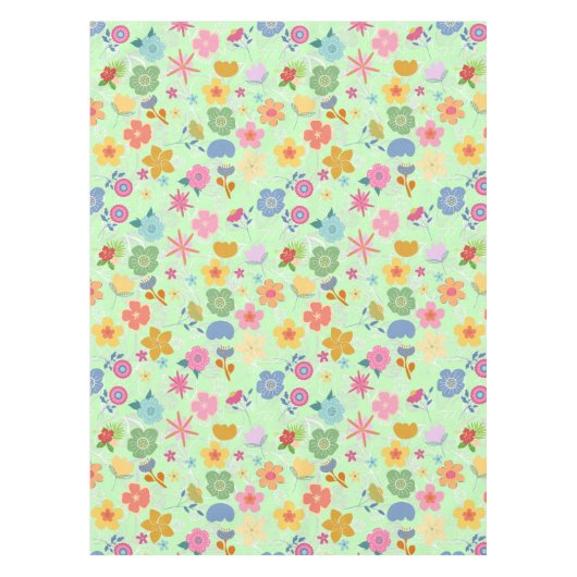Boho Flowers Pattern B01.w LGreen BG Tafelkleed (Voorkant)