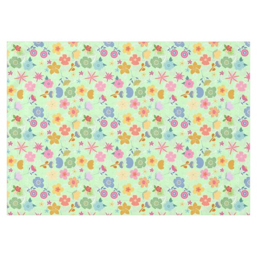 Boho Flowers Pattern B01.w LGreen BG Tafelkleed (Voorkant (Horizontaal))