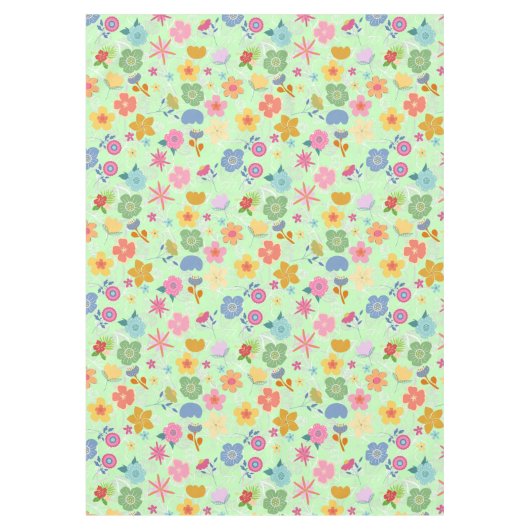 Boho Flowers Pattern B01.w LGreen BG Tafelkleed (Voorkant)