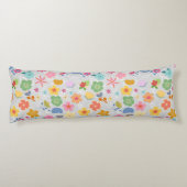 Boho Flowers Pattern B01.w LGrey BG Lichaamskussen (Achterkant)