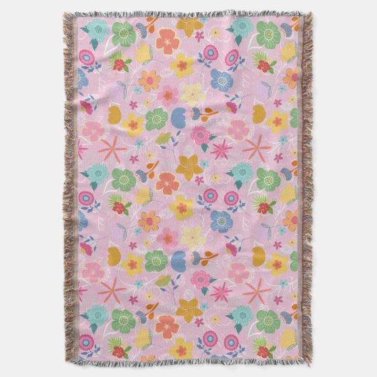 Boho Flowers Pattern B01.w LPink BG Deken (Voorkant Verticaal)
