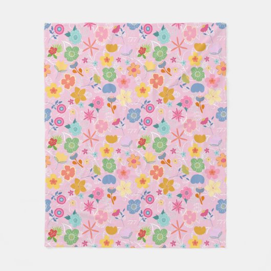 Boho Flowers Pattern B01.w LPink BG Fleece Deken (Voorkant)
