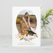 Boho Flowers & Pet Afstuderen Fotouitnodiging Kaart (Staand voorkant)