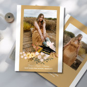 Boho Flowers & Pet Afstuderen Fotouitnodiging Kaart