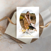 Boho Flowers & Pet Afstuderen Fotouitnodiging Kaart