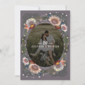 Boho Flowers Photo Save the Date Kaart (Voorkant)
