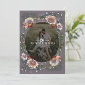 Boho Flowers Photo Save the Date Kaart (Staand voorkant)