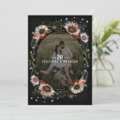 Boho Flowers Photo Save the Date Kaart (Staand voorkant)