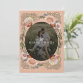 Boho Flowers Photo Save the Date Kaart (Staand voorkant)