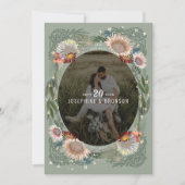 Boho Flowers Photo Save the Date Kaart (Voorkant)