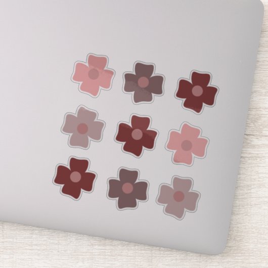 Boho Flowers Pink Earthy Tones Sticker (Detail)