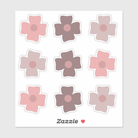 Boho Flowers Pink Earthy Tones Sticker (Vel)