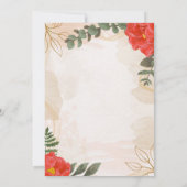 Boho Flowers Red Green Minimalist Save The Date (Achterkant)