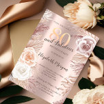 Boho Flowers Roos Gold 80th Birthday Kaart<br><div class="desc">Elegant boho bloedt op een gouden achtergrond van het roos.</div>