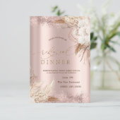 Boho Flowers Roos Gold Confetti repetitiediner Kaart (Staand voorkant)