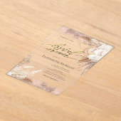 Boho Flowers Roos Gold Confetti Vrijgezellenfeest Acryl Uitnodigingen (Laagn)