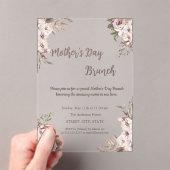 Boho Flowers Roos Gold Moederdag Brunch Acryl Uitnodigingen (Insitu (Draagbaar))