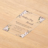 Boho Flowers Roos Gold Moederdag Brunch Acryl Uitnodigingen (Laagn)