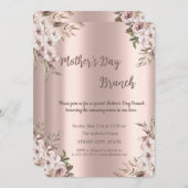 Boho Flowers Roos Gold Moederdag Brunch Kaart (Voorkant / Achterkant)