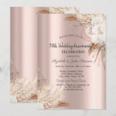 Boho Flowers Roos Goud Bruiloft Jubileum Kaart (Voorkant / Achterkant)