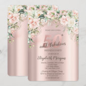 Boho Flowers Rozen Roos Gold 50ste verjaardag Kaart (Voorkant / Achterkant)