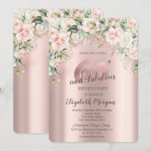 Boho Flowers Rozen Roos Gold 60e verjaardag Kaart (Voorkant / Achterkant)