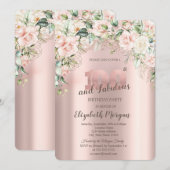 Boho Flowers Rozen Roos Goud 100e Verjaardag Kaart (Voorkant / Achterkant)