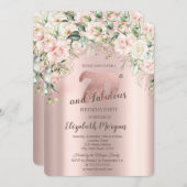 Boho Flowers Rozen Roos Goud 70ste Verjaardag Kaart (Voorkant / Achterkant)