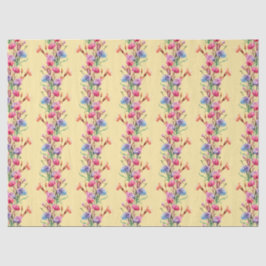 Boho Flowers & Stripes Pattern Floral Cute Yellow Tissuepapier