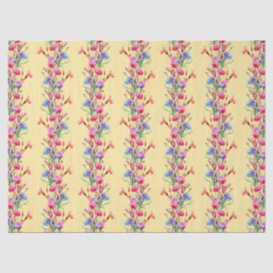 Boho Flowers & Stripes Pattern Floral Cute Yellow Tissuepapier