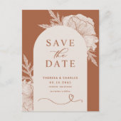 Boho Flowers Terracotta Arch Save the Date Aankondigingskaart (Voorkant)